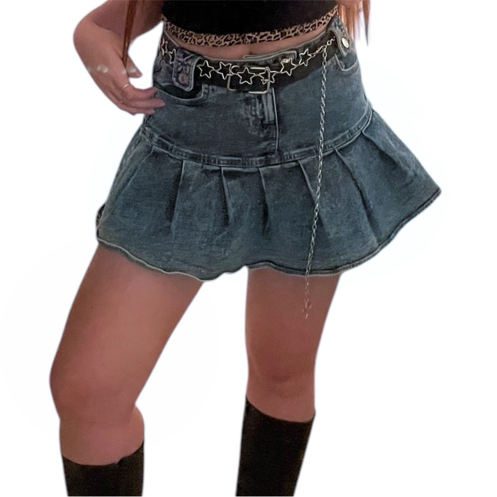 Flare Jean Mini Skirt